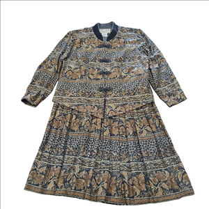 Women's Jessica Howard Vintage Petite Skirt Set 14P Brown Black Taupe Floral